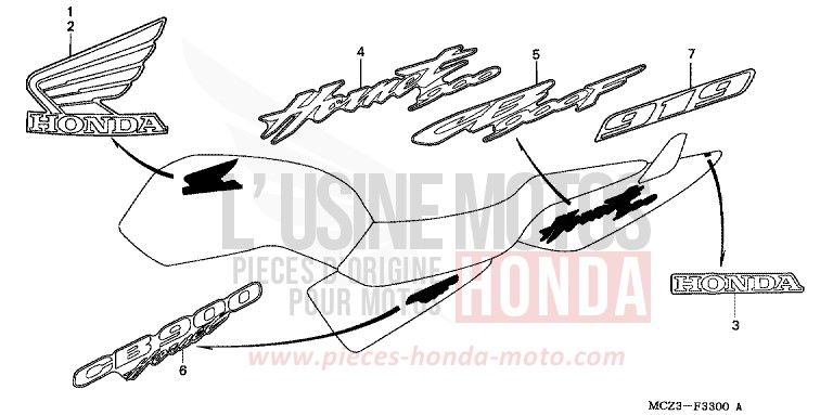 MARQUE/RAYURE de Hornet 900 IRON NAIL SILVER METALLIC-U (NH167) de 2002